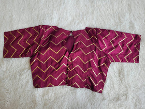 PURPLE ART SILK SEQUIN BLOUSE