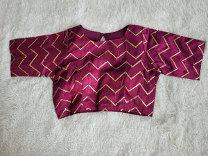 PURPLE ART SILK SEQUIN BLOUSE