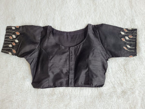 BLACK ART SILK Readymade light Designer Blouse