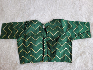 BOTTLE GREEN ART SILK SEQUIN BLOUSE