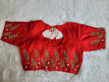 Load image into Gallery viewer, BEAUTIFUL  RED ART SILK HANDWORKED DESIGNER BLOUSE
