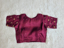 Load image into Gallery viewer, DARK MAGENTA OREO SILK DESIGNER BLOUSE
