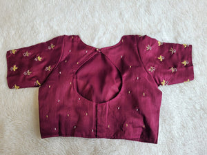 DARK MAGENTA OREO SILK DESIGNER BLOUSE