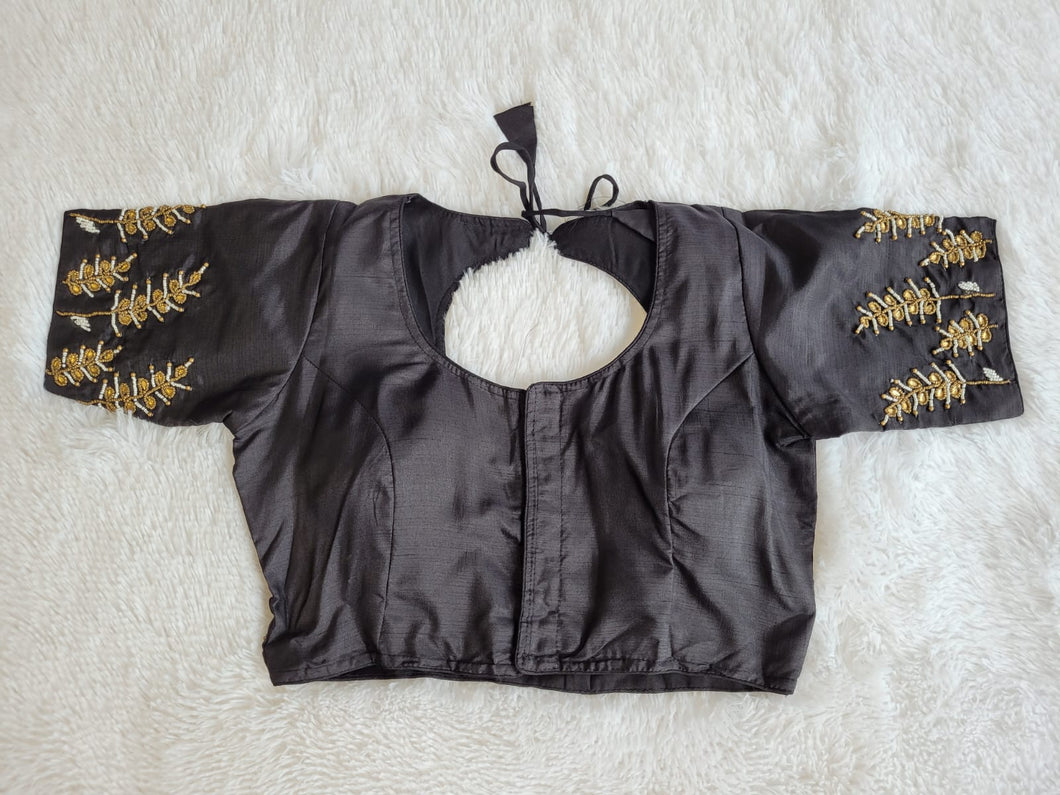 BEAUTIFUL BLACK ART SILK HANDWORKED DESIGNER BLOUSE