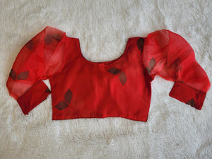 RED SOFT ORGENZA DESIGNER BLOUSE