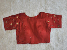 Load image into Gallery viewer, RED OREO SILK DESIGNER BLOUSE
