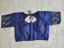 Load image into Gallery viewer, BEAUTIFUL BLUE ART SILK HANDWORKED DESIGNER BLOUSE
