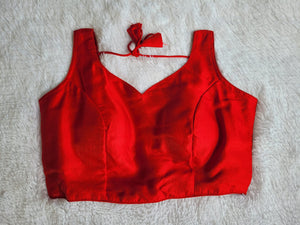 RED RAW ART SILK READYMADE BLOUSE