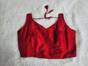 RED RAW ART SILK READYMADE BLOUSE