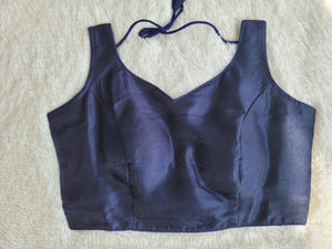 BLUE RAW ART SILK READYMADE BLOUSE