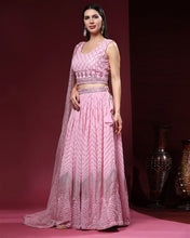 Load image into Gallery viewer, GEORGETTE LEHENGA SEQUIN EMBROIDERY WORK WITH HAND WORK IN BABY PINK
