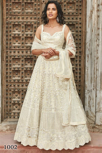 ORGENZA SILK LEHENGA PARTYWEAR AND FESTIVAL WEAR  IN WHITE