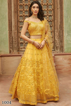 Load image into Gallery viewer, ORGENZA SILK LEHENGA PARTYWEAR AND FESTIVAL WEAR  IN YELLOW
