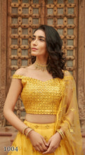 Load image into Gallery viewer, ORGENZA SILK LEHENGA PARTYWEAR AND FESTIVAL WEAR  IN YELLOW
