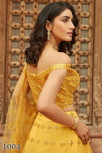 Load image into Gallery viewer, ORGENZA SILK LEHENGA PARTYWEAR AND FESTIVAL WEAR  IN YELLOW
