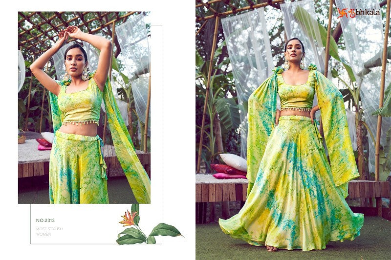 FLOURESCENT GREEN PARTY WEAR LEHENGA CHOLI