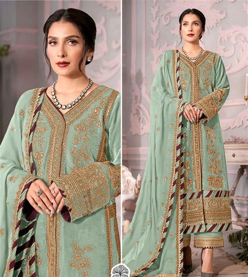 FAUX GEORGETTE STRAIGHT SALWAR SUIT