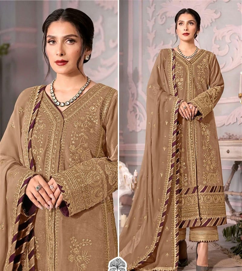 FAUX GEORGETTE STRAIGHT SALWAR SUIT