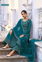 Load image into Gallery viewer, TURQUOISE BLUE EMBROIDERED PALAZZO SALWAR SUIT
