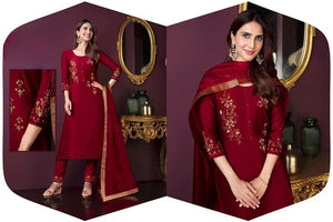 HANDWORK EMBROIDERY SALWAR SUIT IN RED