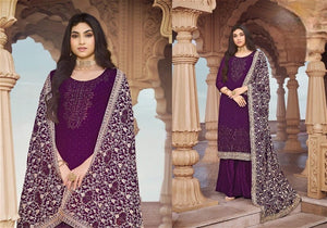 FAUX GEOGETTE PALAZZO STYLE SALWAR SUIT