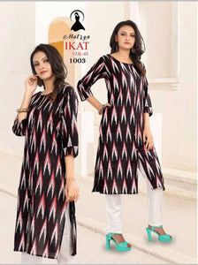 Ikkat Cotton Printed Kurti