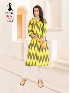 Ikkat Cotton Printed Kurti