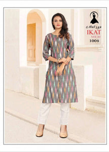 Ikkat Cotton Printed Kurti