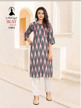 Load image into Gallery viewer, Ikkat Cotton Printed Kurti
