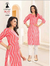 Load image into Gallery viewer, Ikkat Cotton Printed Kurti
