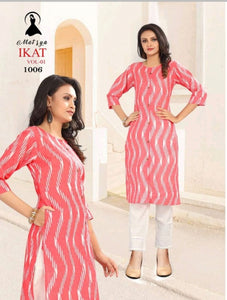 Ikkat Cotton Printed Kurti