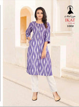 Load image into Gallery viewer, Ikkat Cotton Printed Kurti
