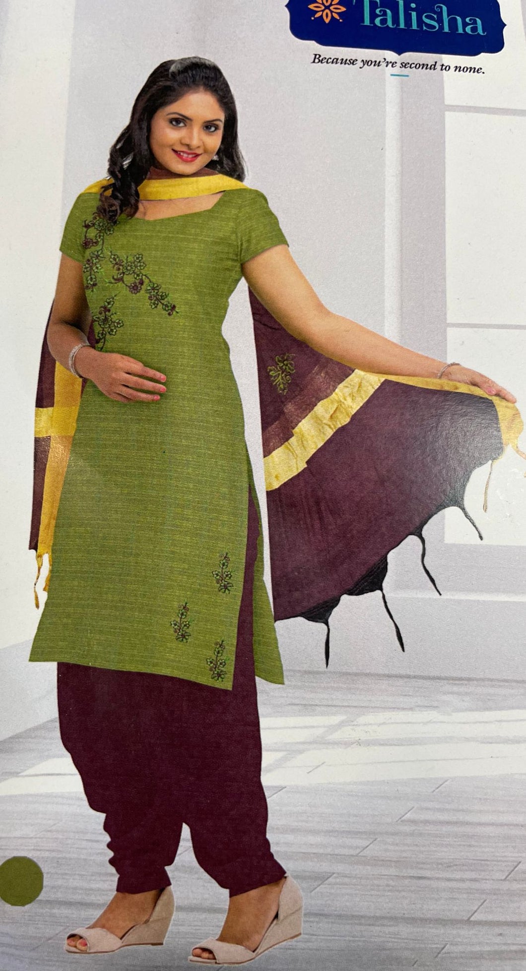 Green Unstitched salwar material